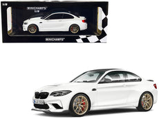 2020 BMW M2 CS White with Carbon Top and Gold Wheels 1/18 Diecast Model