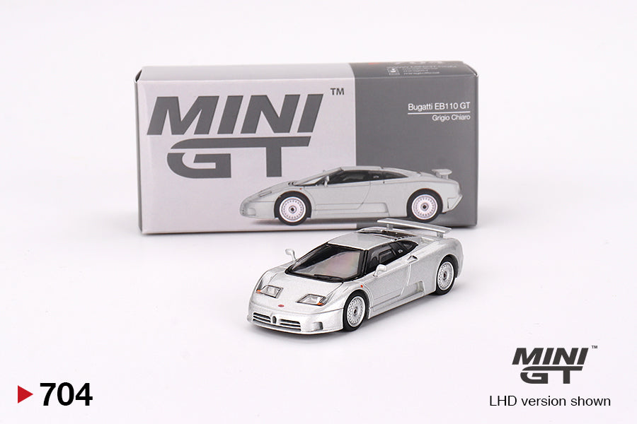 1/64 Mini GT MGT00704-L Bugatti EB110 GT Grigio Chiaro LHD