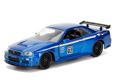 1/32 2002 Nissan Skyline GT-R (R34) JDM Tuners, metallic blue