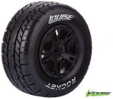 Louise RC #L-T3154SBAF Louise 1/10 SC-ROCKET Performance Short Course Tire Soft / Black Rim (Front) / Mounted for Team Associated SC10