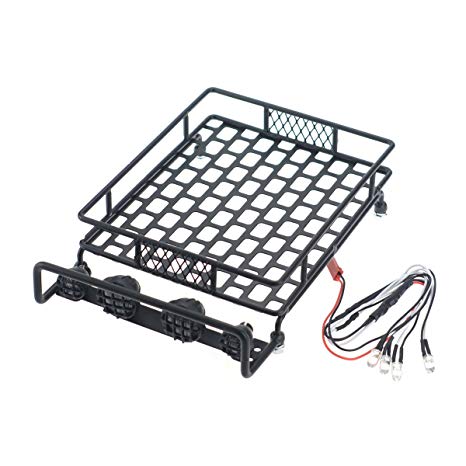 Roof Luggage Rack with LED Light Bar for 1/8, 1/10 RC Cars