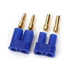 EC-2 (2.0mm) Banana plug with blue plastic housing for RC hobbies.