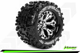 Louise RC - MT-UPHILL - 1-10 Monster Truck Tire Set - Mounted - Sport - Chrome 2.8 Wheels - 1/2-Offset - Hex 12mm - L-T3204SCH