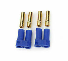 EC-5 Banana plug (2x) male & female (2x) with blue plastic (2x) housing for RC hobbies.