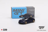 MINI GT 1:64 Porsche Taycan Turbo S Gentian Blue Metallic