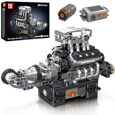 Mould King Combustion Engine Model Kit That Runs, Build Your Own MOC V8 Engine Model Toy