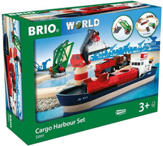 BRIO World - 33061 Cargo Harbor Set | 16 Piece Toy Train with Accessories and Wooden Tracks