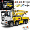 Mould King- Technik Truck Model, 4368 Parts Remote Controlled Pneumatic Drive Concrete Pump Truck, Large Pneumatic Crane with 3 Motors Construction Set