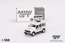 Mini GT – Land Rover Defender 110 1991 Safari Martini Racing Support Vehicle (1/64 Scale Model)