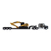 1:87 Kenworth T880s Sleeper Tandem Tractor w/Lowboy Trailer & CAT 320D L Hydraulic Excavator