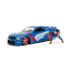 Jada- 1/24 Marvel Avengers Captain America & 2006 Ford Mustang GT