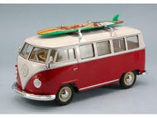 Welly 1/24 Volkswagen T1 Bus with surfboard 1963 Red