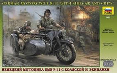 Zvezda-1/35 German Motorcycle with Sidecar and Crew R-12