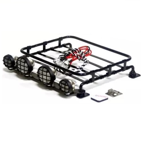 Roof Luggage Rack with LED Light Bar for 1/8, 1/10 RC Cars