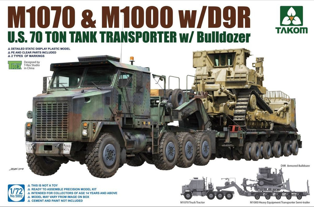 1/72 Takom 5002 U.S. M1070 & M1000 w/D9R U.S. 70 Ton Tank Transporter w/Bulldozer