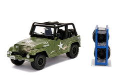 1/24 1992 Jeep Wrangler with extra set of Rims & Tires, army green