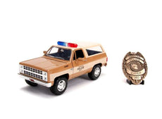 1/24 1980 Hopper's Chevrolet K5 Blazer *Stranger Things* with Diecast Police Badge, Hawkins Police.