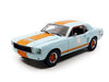 Greenlight - 1/18 1967 Ford Mustang Coupe - Gulf Oil - Light Blue with Orange stripes