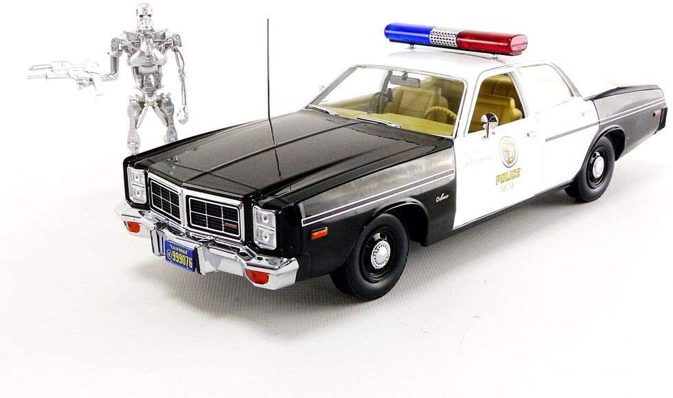 1/18 Dodge Monaco Metropolitan Police with T-800 Endoskeleton Figure - The Terminator (1984),