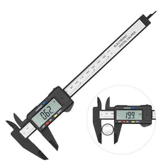 150mm 6inch Solar Power Digital  Caliper Carbon Fiber Composite Micrometer Gauge Meter Widescreen Measuring Tool