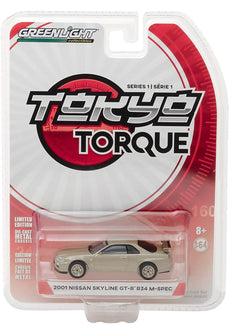 Greenlight 1:64 Tokyo Torque Series 1 - 2001 Nissan Gt-R (R34) Box of 6