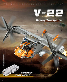 MOULD KING 15043 High-Tech V-22 Osprey Transport Aircraft MOC-10855 Plane Toys Building Blocks Bricks