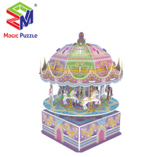 3D Puzzle Jigsaw Puzzle Whirligig with Music Box Toy for Girl