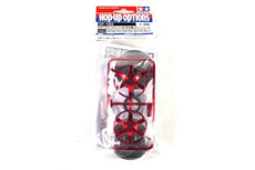 Red-plated 2-piece 6-spoke Wheels 26mm Offset 4 Tamiya 54552